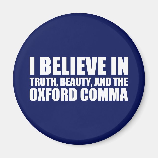 Aimant Croyez en l'Humour Oxford Comma (Devant)