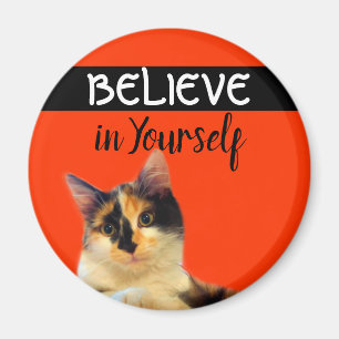 Aimant Croyez en votre confiance Citation Orange Kitty
