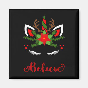 Aimant Croyez Unicorn Reindeer Face Joli Noël Père Noël