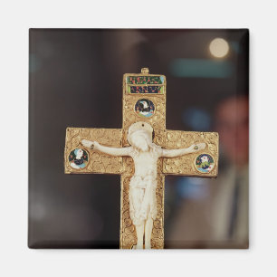 Aimant crucifix Reliquaire, Christ en ivoire sur la croix