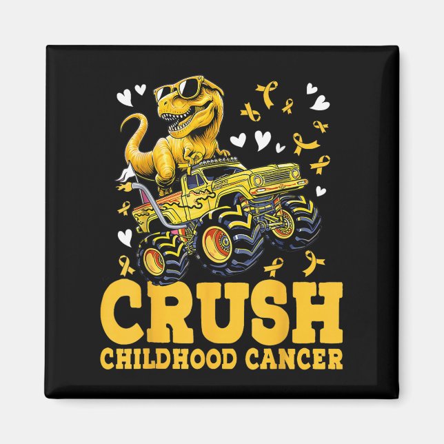 Aimant Crush Enfhood Cancer Awareness Monster Truck Din (Devant)