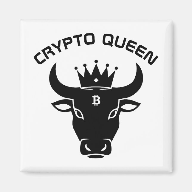 Aimant Crypto Queen Personnalisé Blanc (Devant)