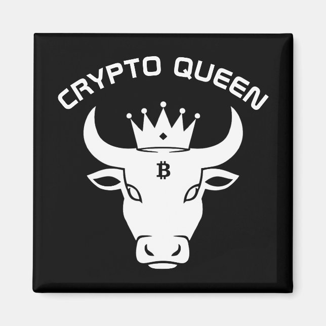 Aimant Crypto Queen Personnalisé Noir (Devant)