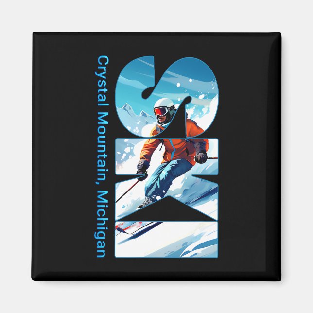Aimant Crystal Mountain Michigan Ski Vacation Ski Outd (Devant)