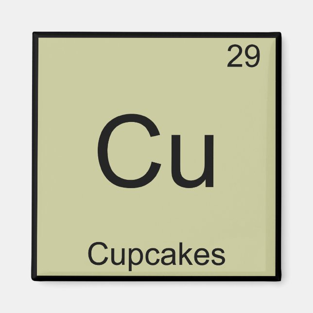 Aimant Cu - Cupcakes Funny Chimie Élément Symbole Tee (Devant)