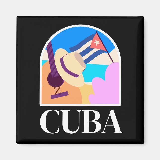 Aimant Cuba Drapeau Salsa Vintage (Devant)