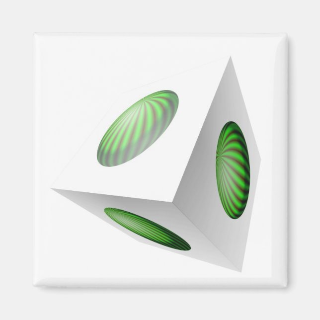 Aimant Cube 3D avec sphères vertes (Devant)