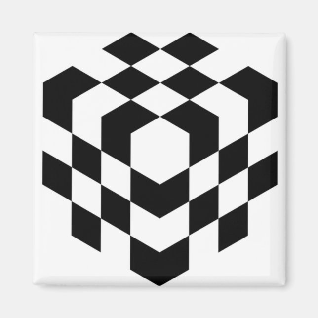Aimant Cube d'échiquier 3D (Devant)