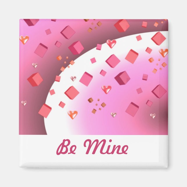 Aimant Cubes flottants et cœurs de la Saint-Valentin (Devant)