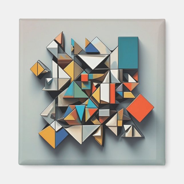 Aimant Cubisme Art Abstrait coloré Dynamique Unique (Devant)