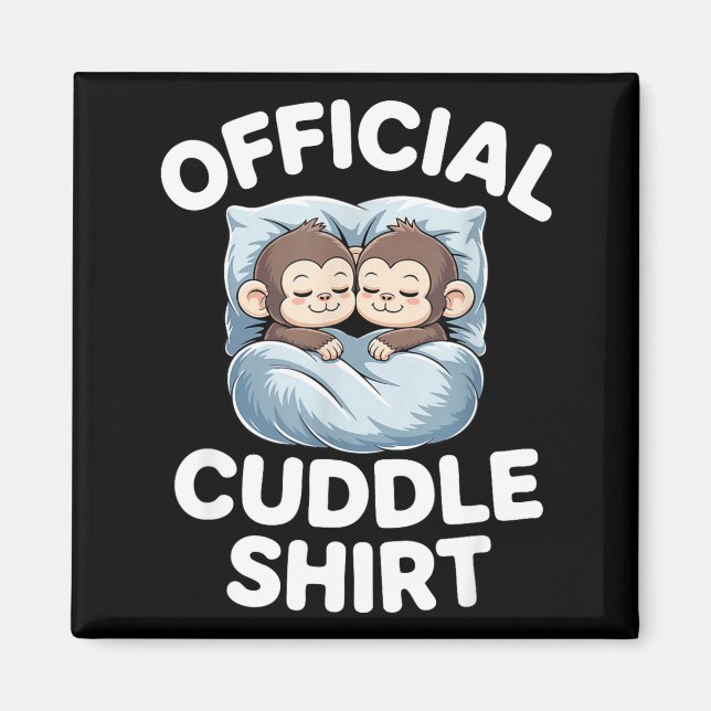 Aimant Cuddle Shirt Cute Sleepy Monkey Couple  (Devant)