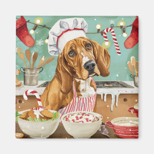Aimant Cuisine de vacances Coonhound : Festive Noël