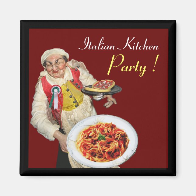 Aimant CUISINE ITALIENNE, rouge (Devant)