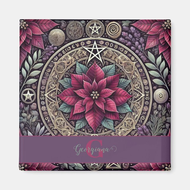 Aimant Cuisine personnalisée Poinsettia Pentagram Mandala (Devant)