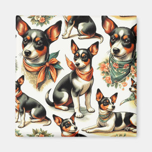 Aimant Cuisine Vintage Rat Terrier sans couture