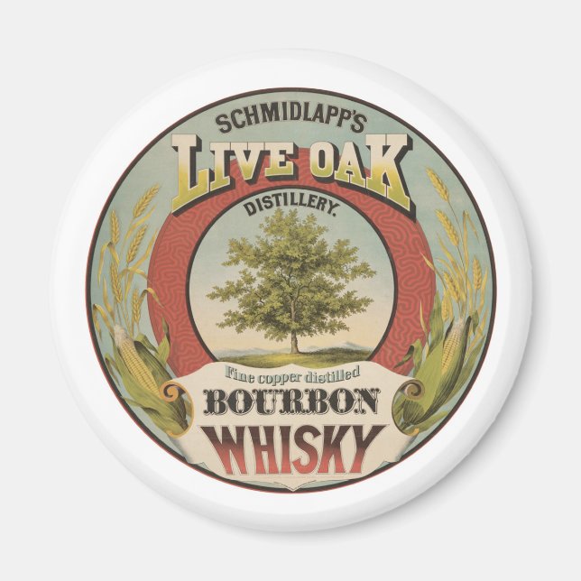 Aimant Cuivre fin Distillé Bourbon Whisky. (Devant)