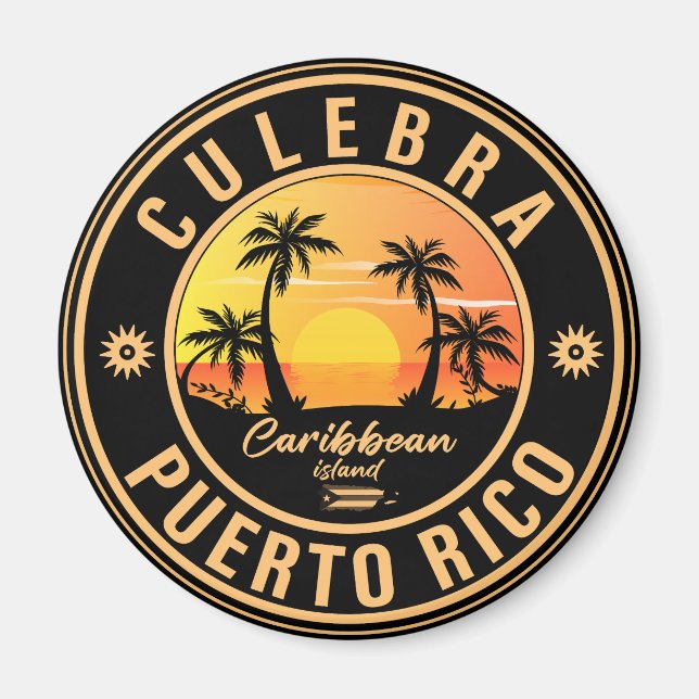 Aimant Culebra Porto Rico Retro Sunset Souvenirs 60s (Devant)