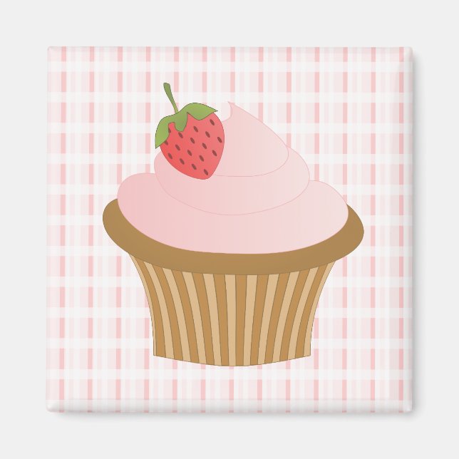 Aimant Cupcake au chocolat aux fraises (Devant)