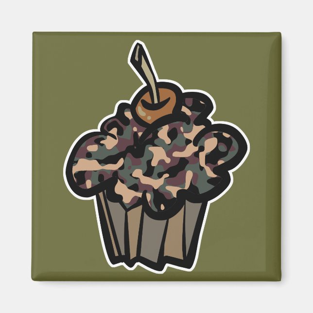 Aimant cupcake camouflé (Devant)