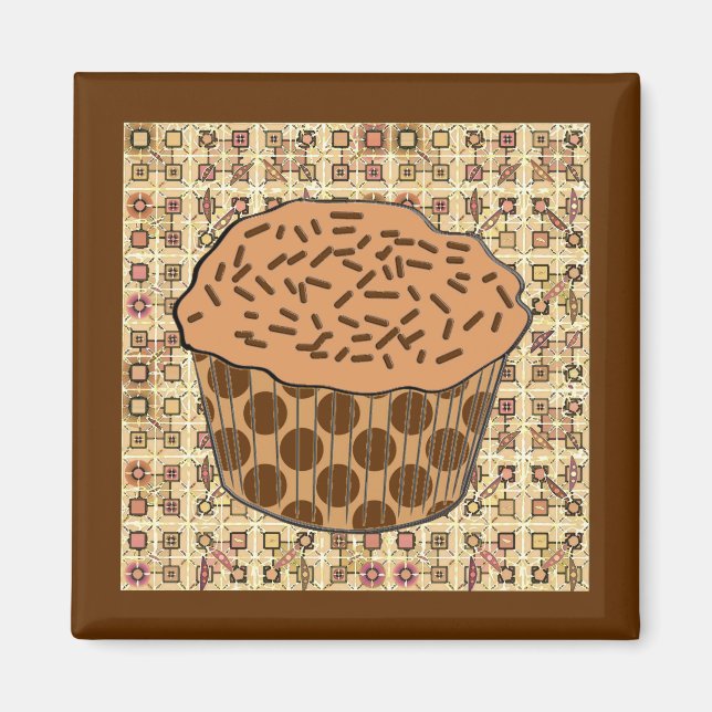 Aimant Cupcake caramel givré avec arroses (Devant)