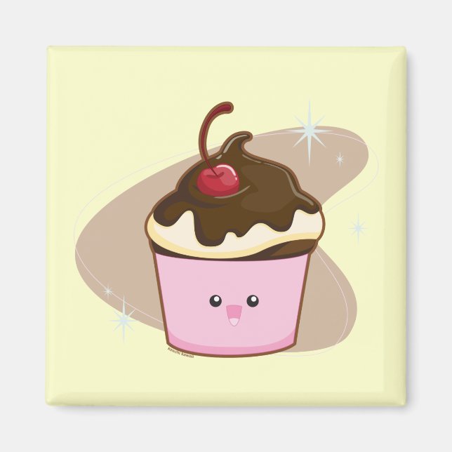 Aimant Cupcake cerise au chocolat (Devant)