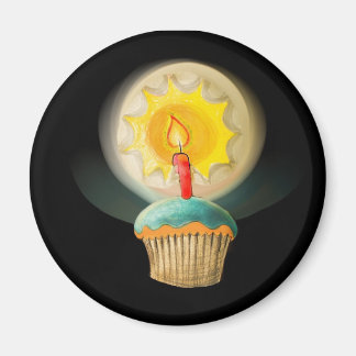 Aimant Cupcake d'anniversaire avec bouton de bougie