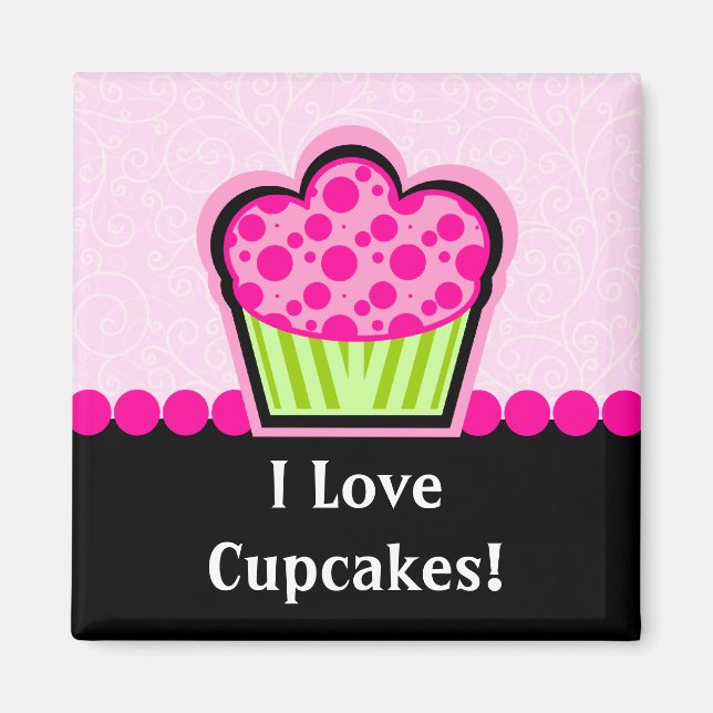 Aimant cupcake rose (Devant)