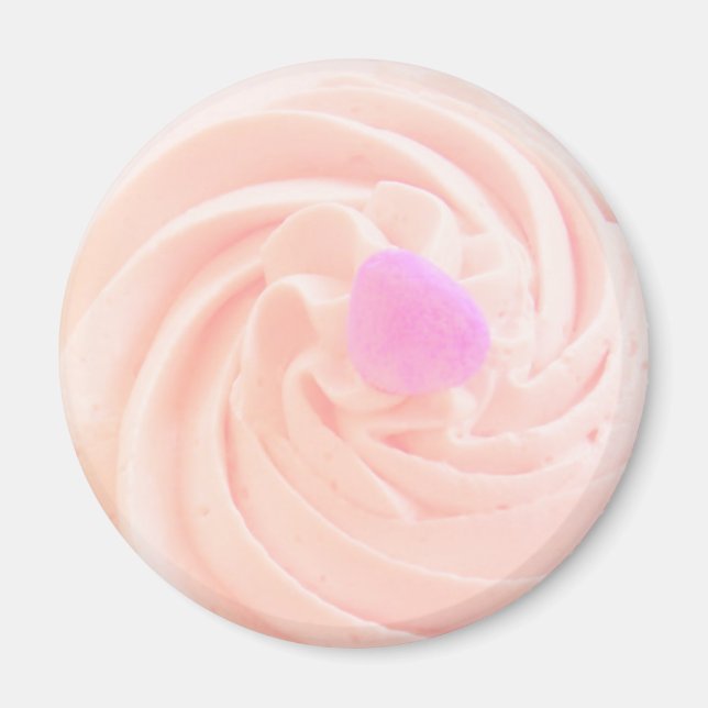 Aimant Cupcake rose gel coeur bonbon mignon (Devant)