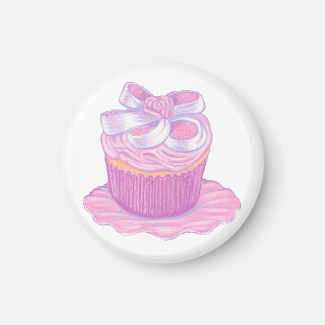Aimant Cupcake rose sur l'aimant de plaque (Devant)