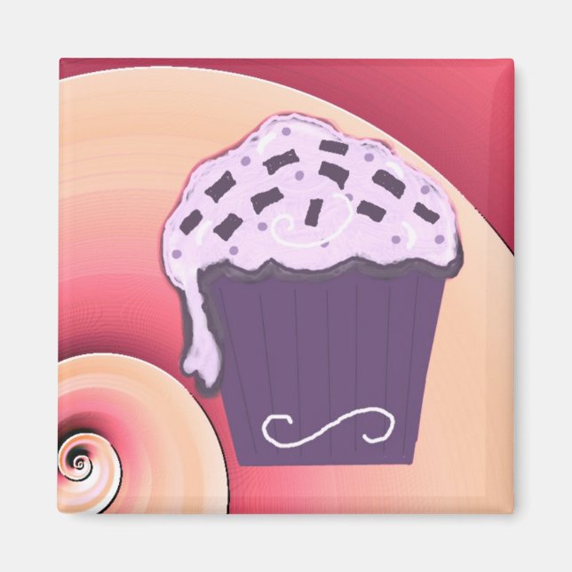 Aimant Cupcake violet tourbillonnant (Devant)