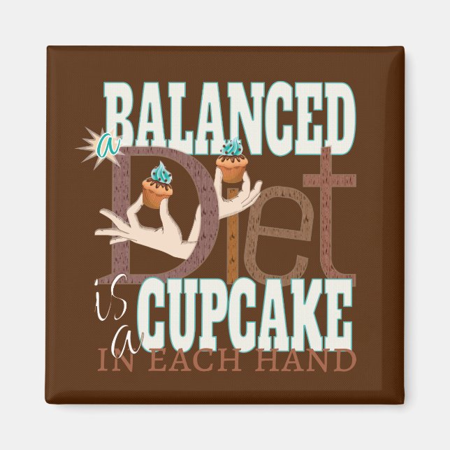 Aimant Cupcakes Alimentation équilibrée - Humour alimenta (Devant)