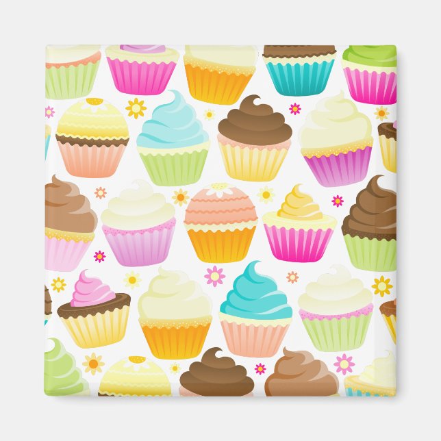 Aimant Cupcakes colorés (blanc) (Devant)