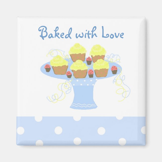 Aimant Cupcakes cuits avec amour (Devant)