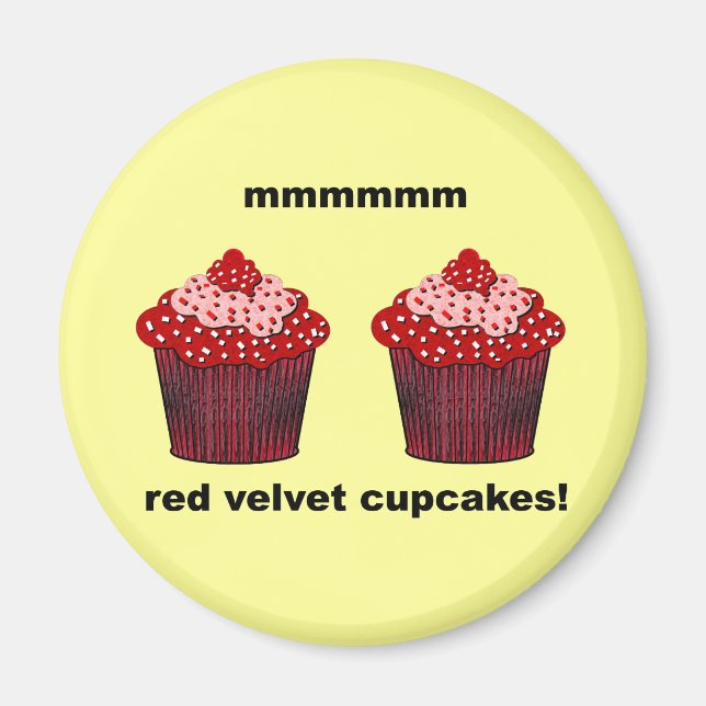Aimant cupcakes en velours rouge (Devant)