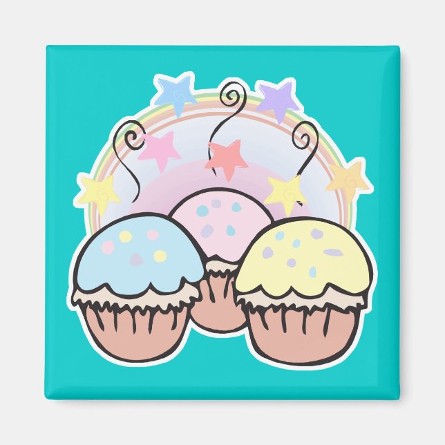 Aimant cupcakes mignons et étoiles (Devant)