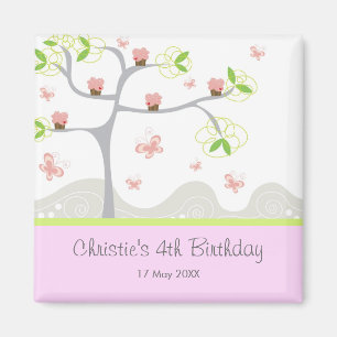 Aimant Cupcakes Whimsical Tree Butterflies Sweet Birthday
