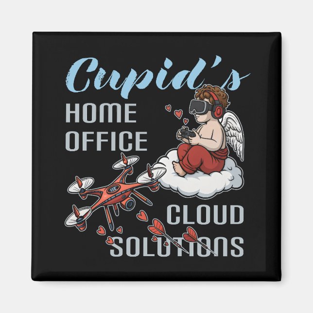 Aimant Cupid's Home Office, Drone Valentine's Day (Devant)