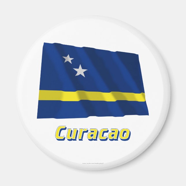 Aimant Curacao agitant drapeau avec nom (Devant)