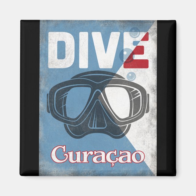 Aimant Curaçao Masque De Plongée Vintage (Devant)