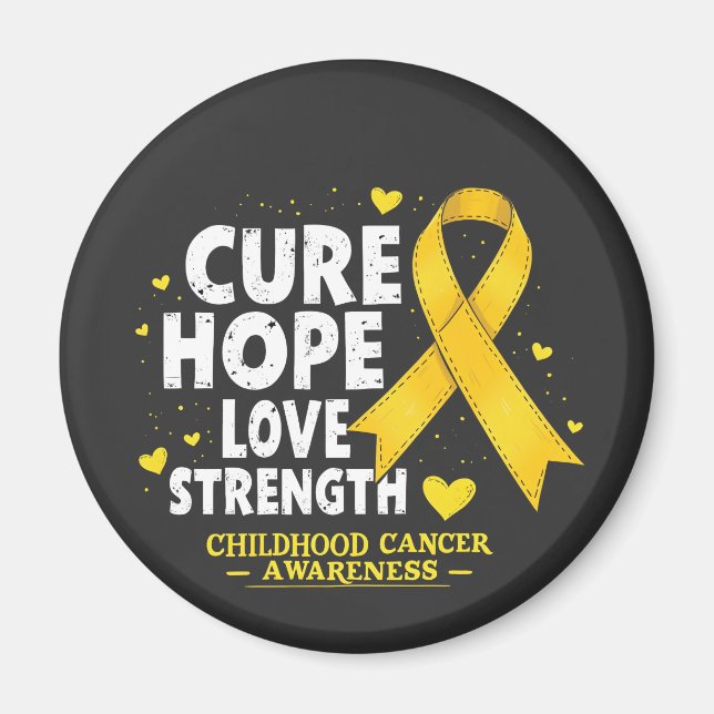 Aimant Cure Hope Love Strenght Chilhood Cancer Awareness (Devant)