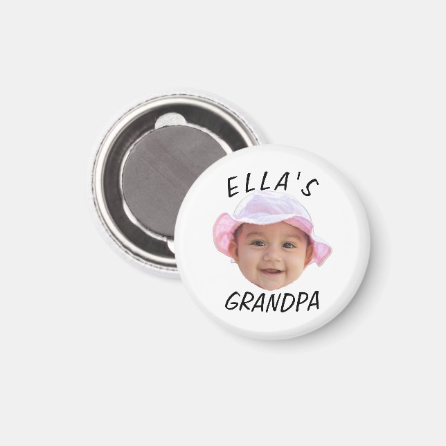 Aimant Custom Baby Face Photo Text Grandpa (Recto/Verso)