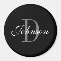 Custom black and white monogram large round fridge