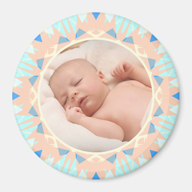 Aimant Custom Blue Fête des Mères Nouvelle maman Bébé Cad (Devant)