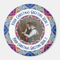 Custom Christmas Star Jolly Blue Photo Grey