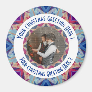 Aimant Custom Christmas Star Jolly Blue Photo Grey