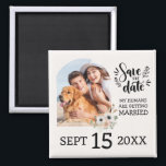 Aimant Custom Dog Pet Photo Floral Wedding Save the Date<br><div class="desc">Custom Dog Pet Photo Floral Save the Date Magnets | Unique Wedding Save the Date Magnets with a Dog Picture | "My Humans Are Getting Married" Funny Wedding Invitation Wording Idea For Dog Lovers |</div>