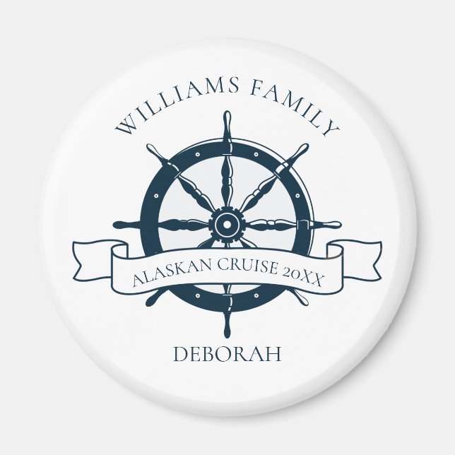 Aimant Custom Family Cruise Ship Wheel Nautical Vacation (Devant)