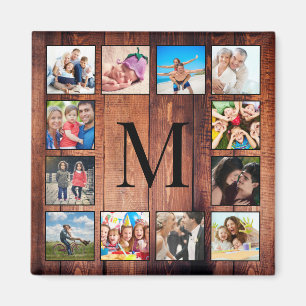 Aimant Custom Family Photo Collage Reclaimed Wood