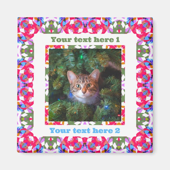 Aimant Custom Fun Jolly Red Festive Noël cadeau photo (Devant)