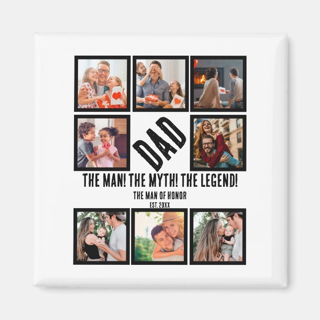 Aimant Custom Funny Fathers day Dad gift 8 Photo Collage (Devant)